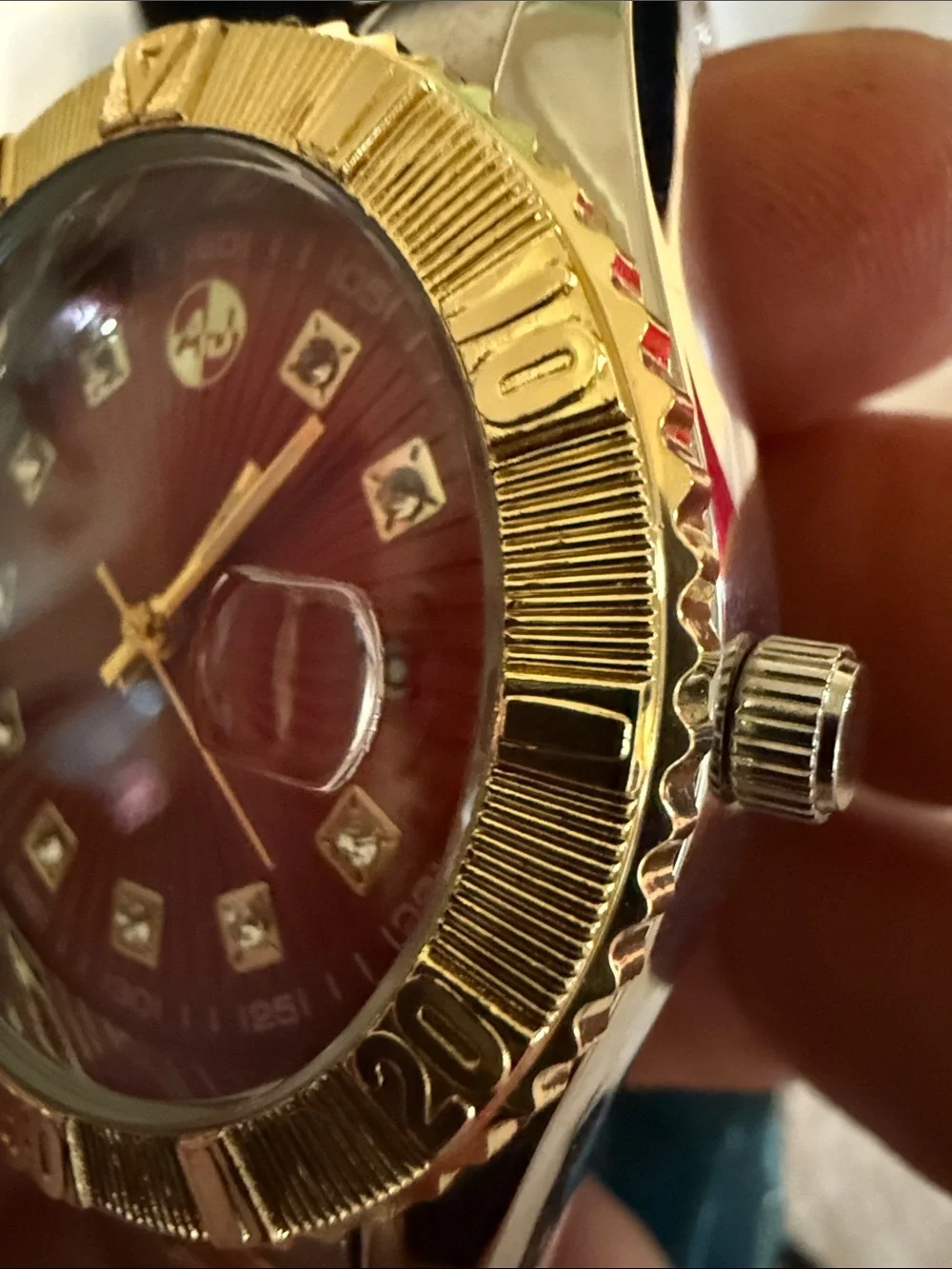 Men’s Two-Tone Gold & Silver Watch with Red Dial